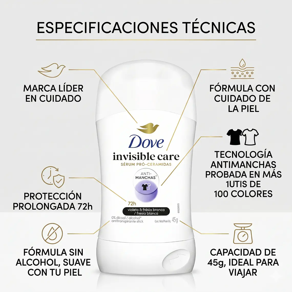Dove Antitranspirante Invisible Dry 45g No Deja Manchas 4
