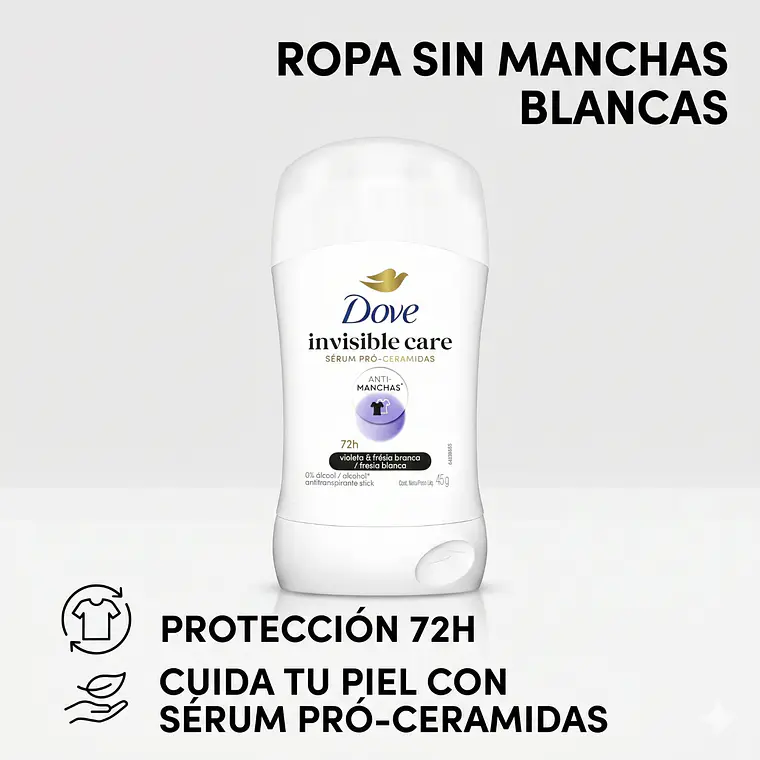 Dove Antitranspirante Invisible Dry 45g No Deja Manchas 6