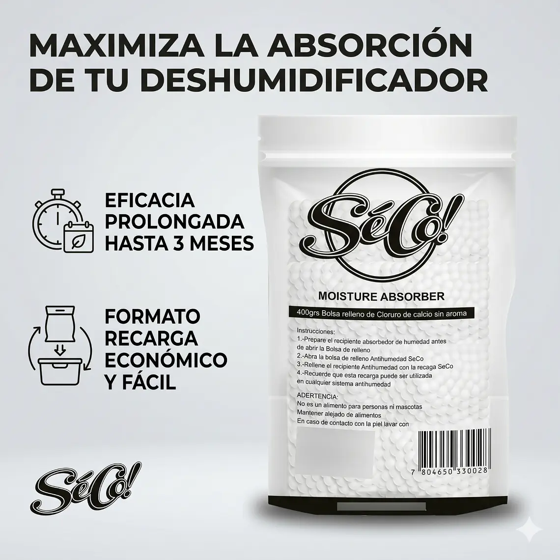 Recarga Antihumedad 400g SecoDry Clóset Hogar 5