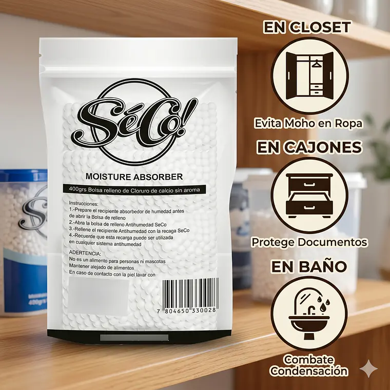 Recarga Antihumedad 400g SecoDry Clóset Hogar 6