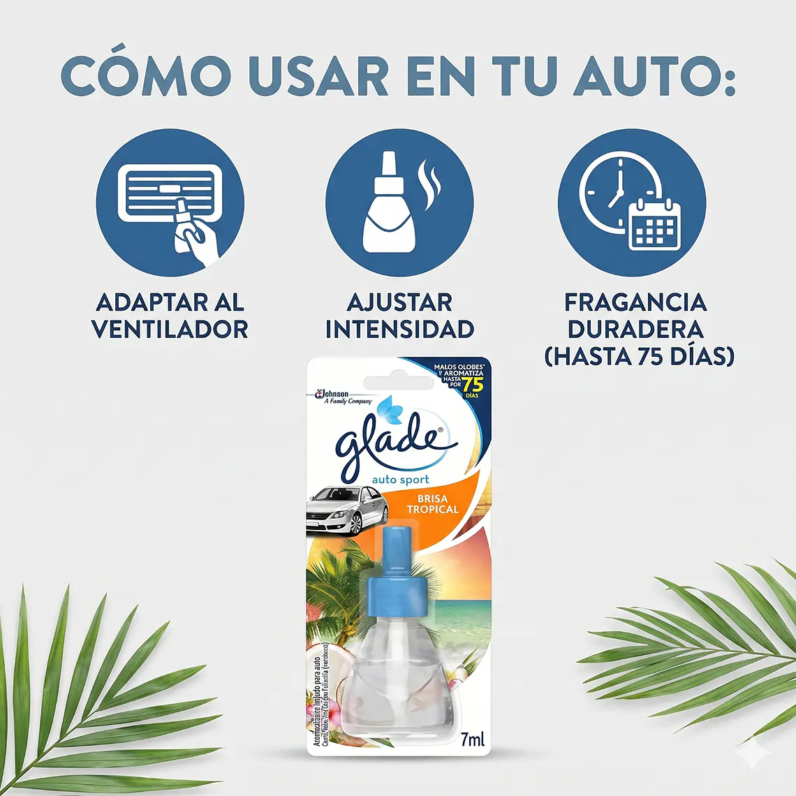 Recarga Aromatizante Glade Auto Brisa Tropical 7ml 3
