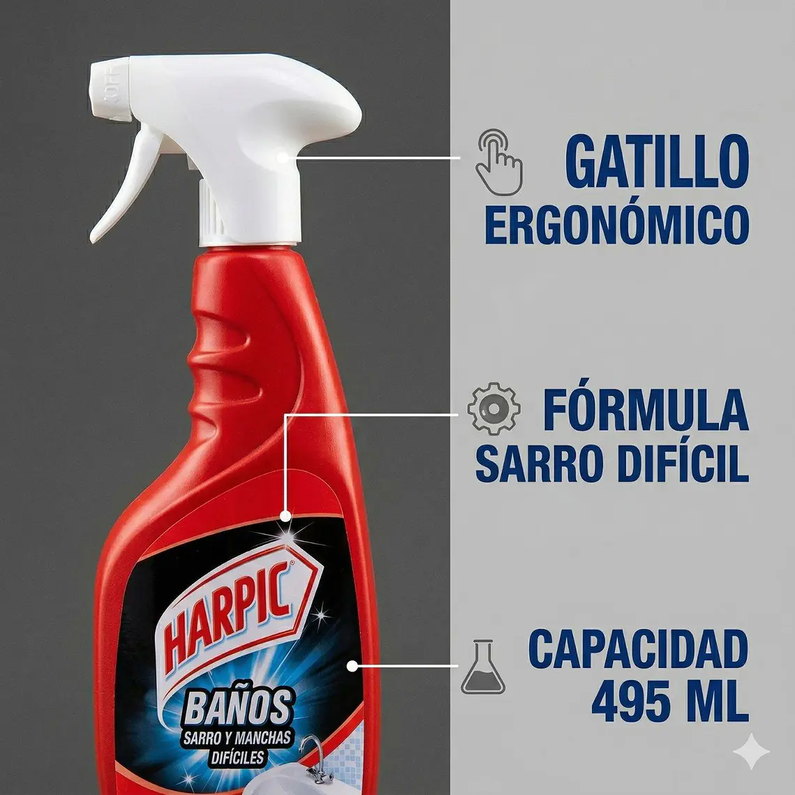 Limpiador Baño Sarro y Manchas Difíciles Gatillo 495 ml 4