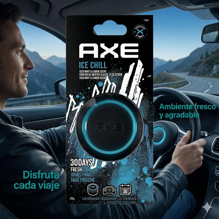 Pack 3 Aromatizantes Auto Axe Ice Gel 125g Eliminador Olores Auto 5