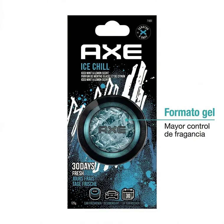 Pack 3 Aromatizantes Auto Axe Ice Gel 125g Eliminador Olores Auto 8