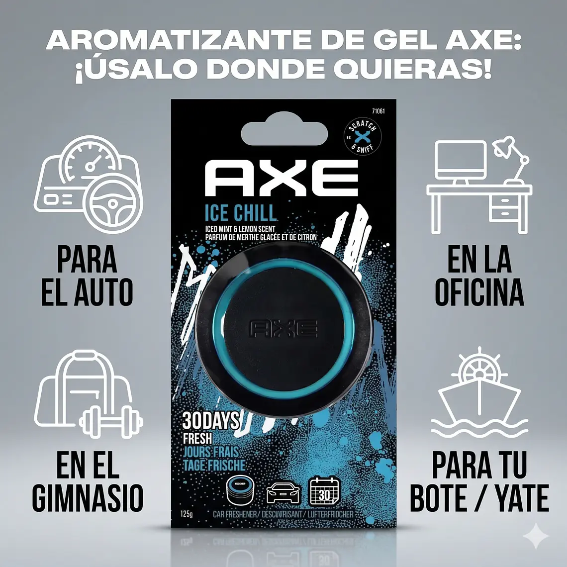 Aromatizante Para Autos Axe Tarro Gel Ice 125gr 4