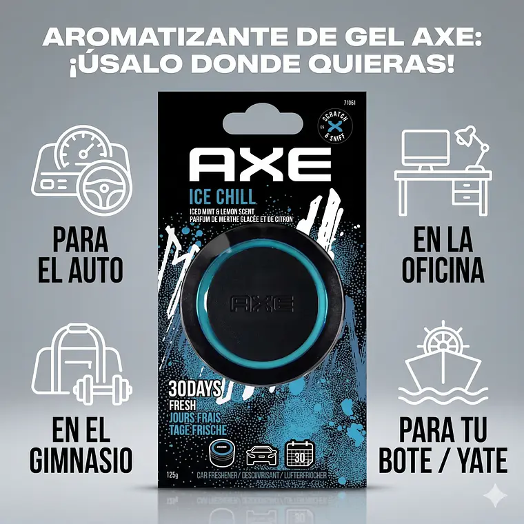 Aromatizante Para Autos Axe Tarro Gel Ice 125gr 4
