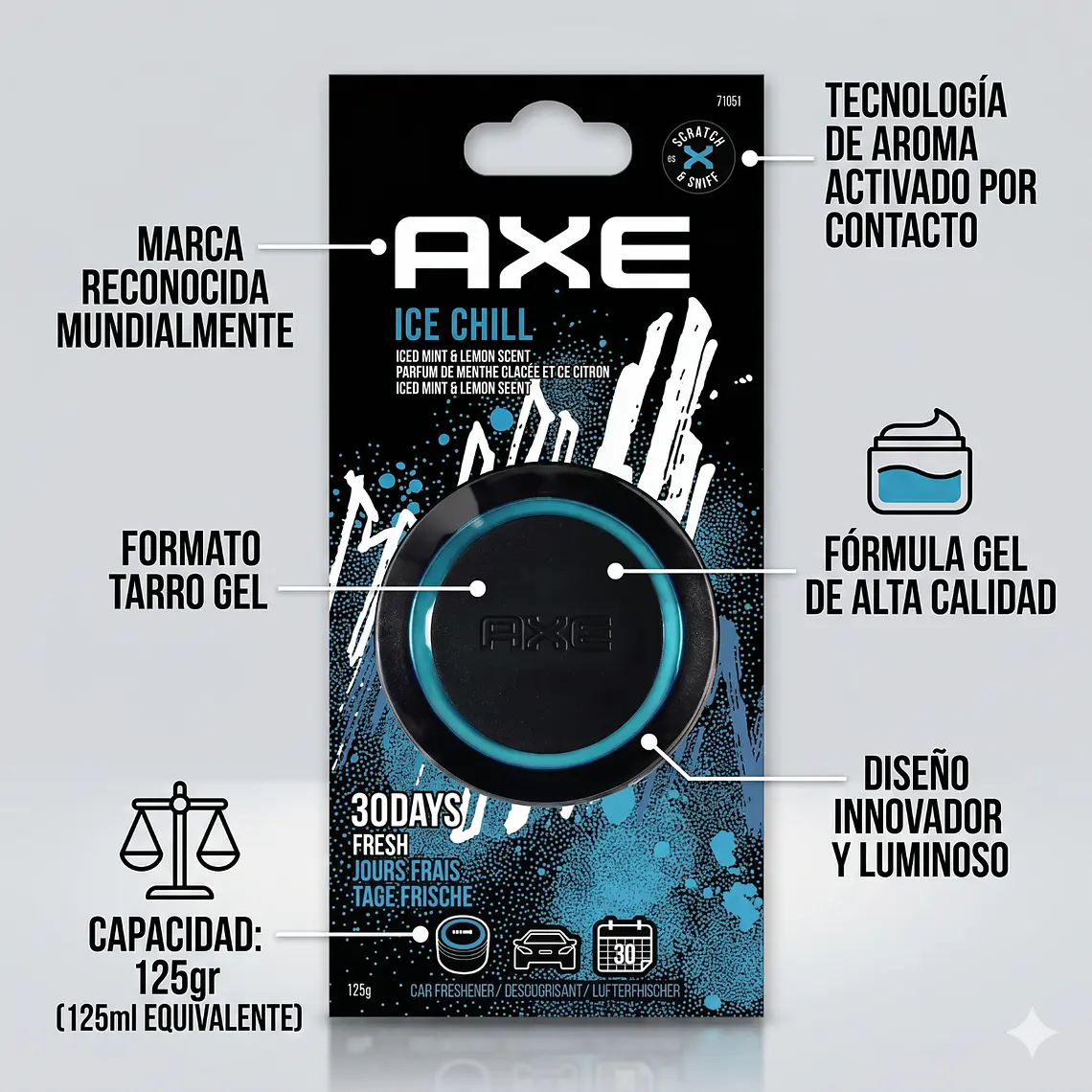 Aromatizante Para Autos Axe Tarro Gel Ice 125gr 5