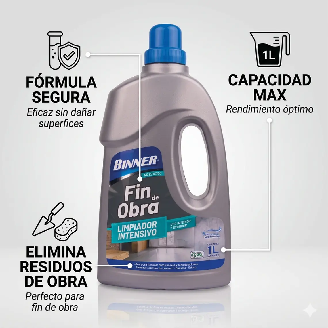 Limpiador Removedor Fin De Obras Binner 1l 2