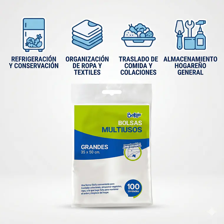 Bolsas Multiuso Bakan 35x50 Bolsa Taco Grande 100 Unidades 3