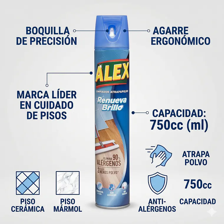 Alex AtrapaPolvo para Piso Cerámica y Mármol 750cc 4