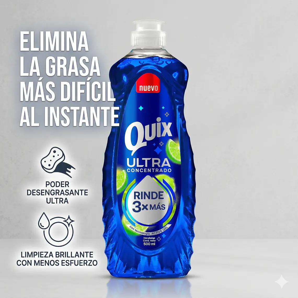 Lavalozas Quix Ultra Concentrado 500 ml Alto Poder Desengrasante 2