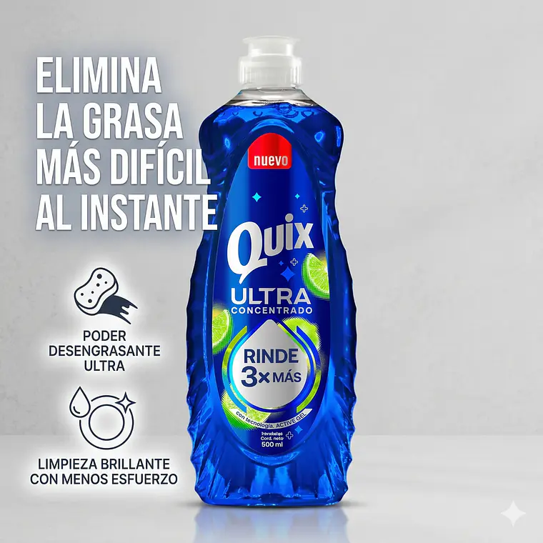 Lavalozas Quix Ultra Concentrado 500 ml Alto Poder Desengrasante 2