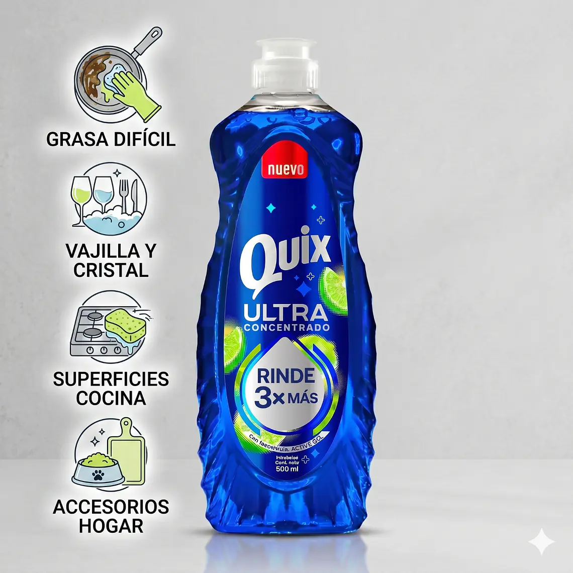 Lavalozas Quix Ultra Concentrado 500 ml Alto Poder Desengrasante 3