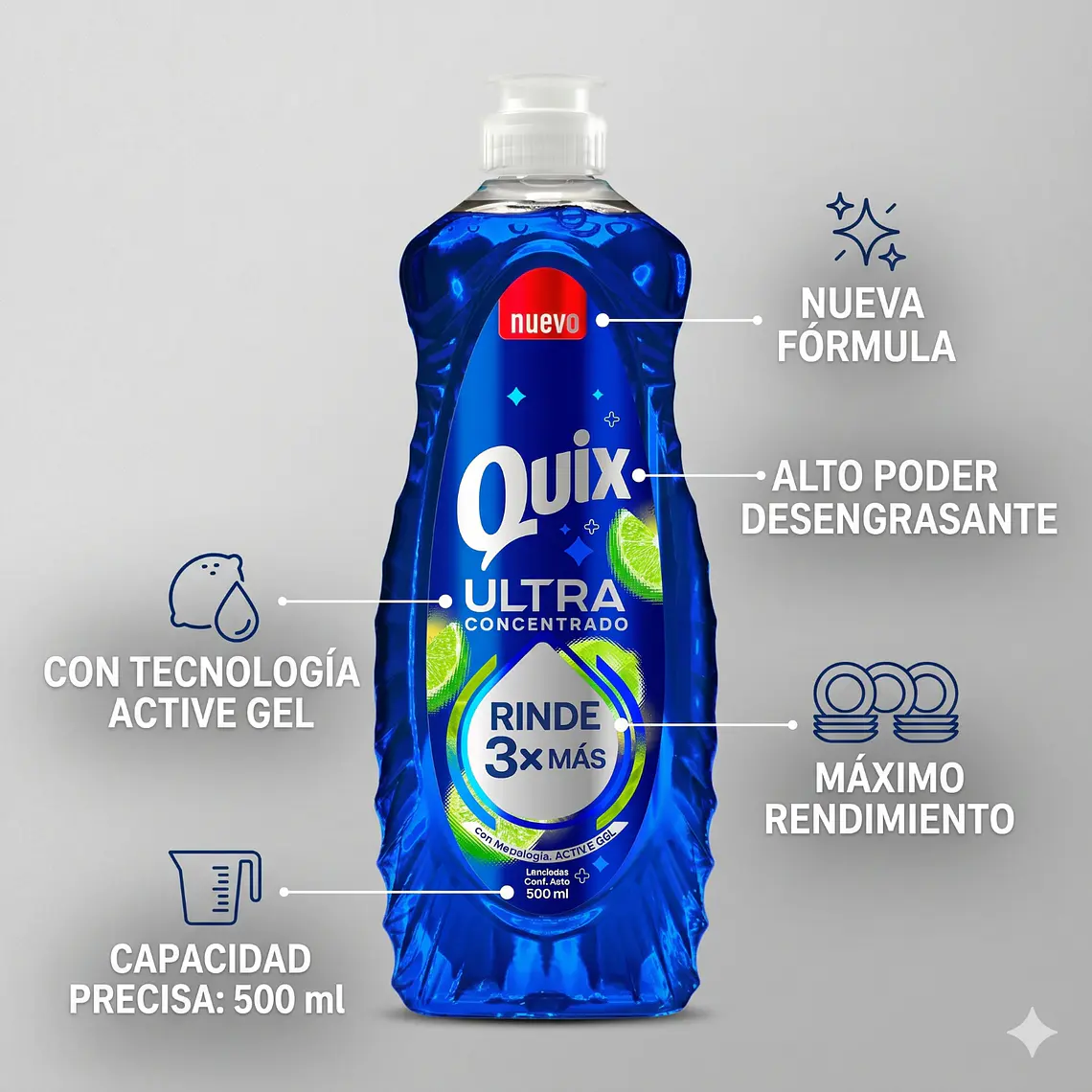 Lavalozas Quix Ultra Concentrado 500 ml Alto Poder Desengrasante 4