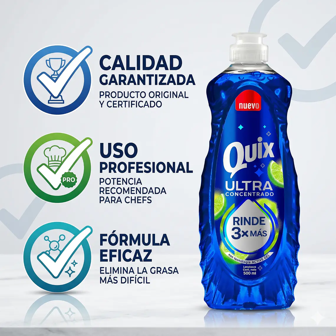 Lavalozas Quix Ultra Concentrado 500 ml Alto Poder Desengrasante 5