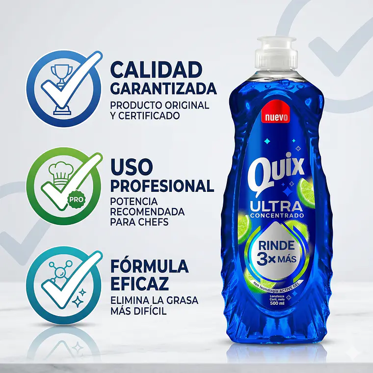 Lavalozas Quix Ultra Concentrado 500 ml Alto Poder Desengrasante 5