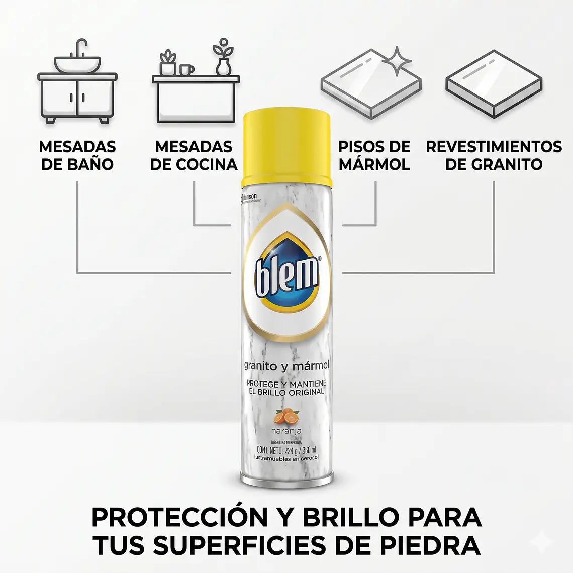 Limpiador Blem Granito Mármol Naranja 360 ml 3
