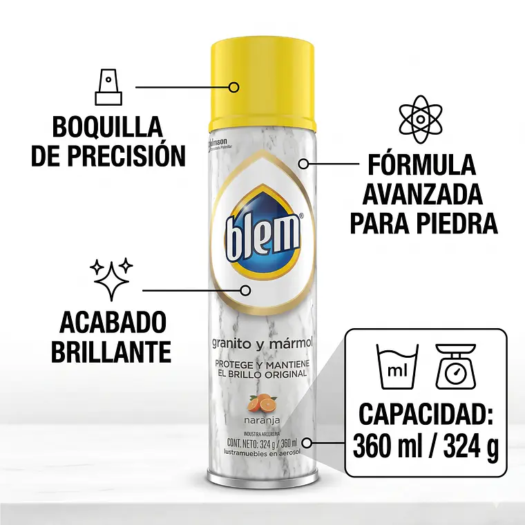 Limpiador Blem Granito Mármol Naranja 360 ml 4