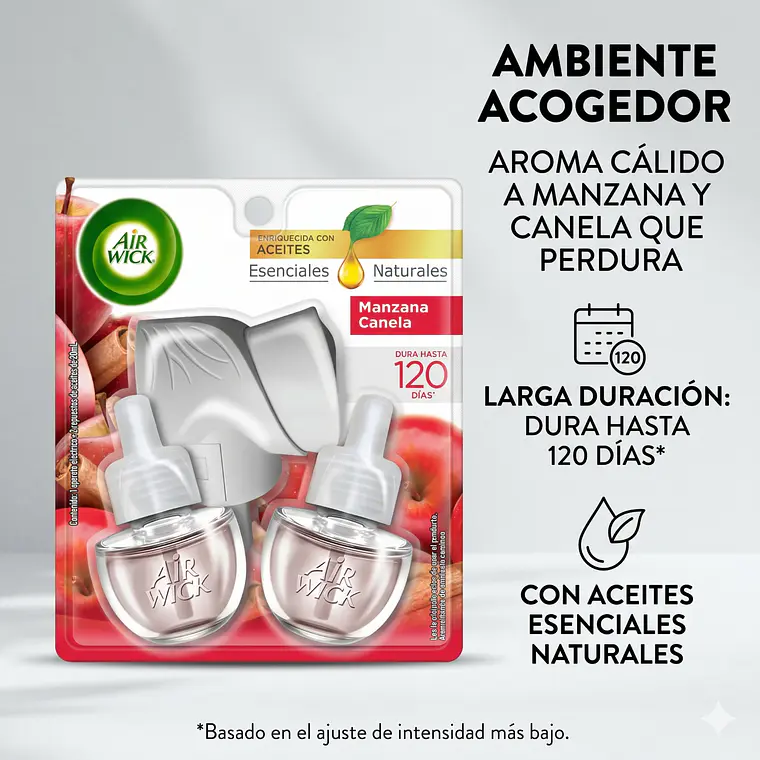 Kit Difusor Air Wick Manzana Canela con 2 Recargas 21ml 2