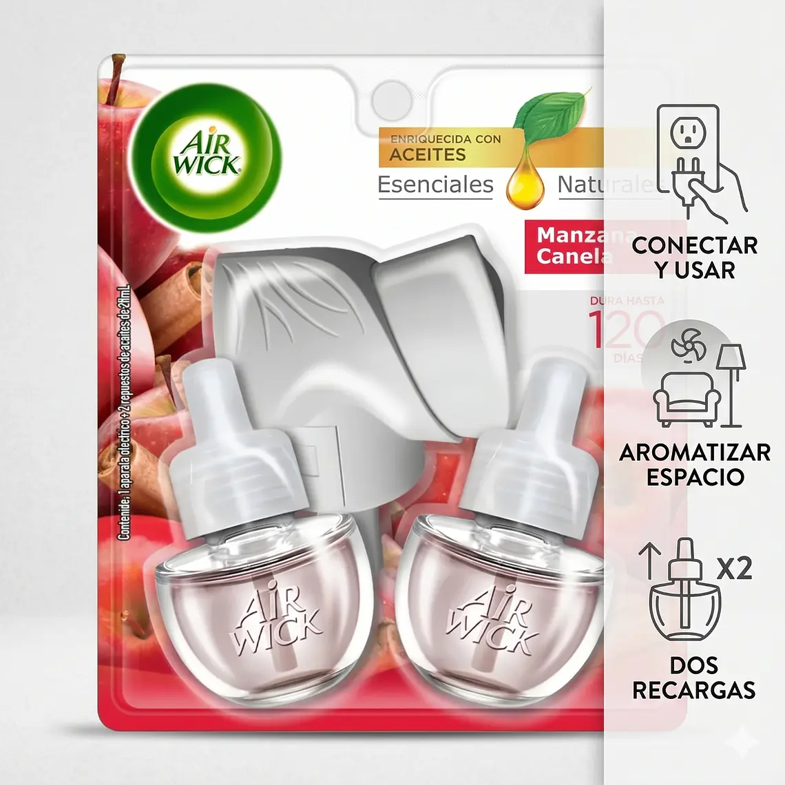 Kit Difusor Air Wick Manzana Canela con 2 Recargas 21ml 3