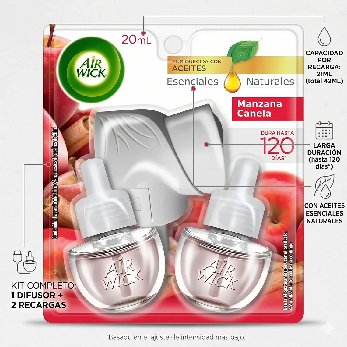 Kit Difusor Air Wick Manzana Canela con 2 Recargas 21ml 4