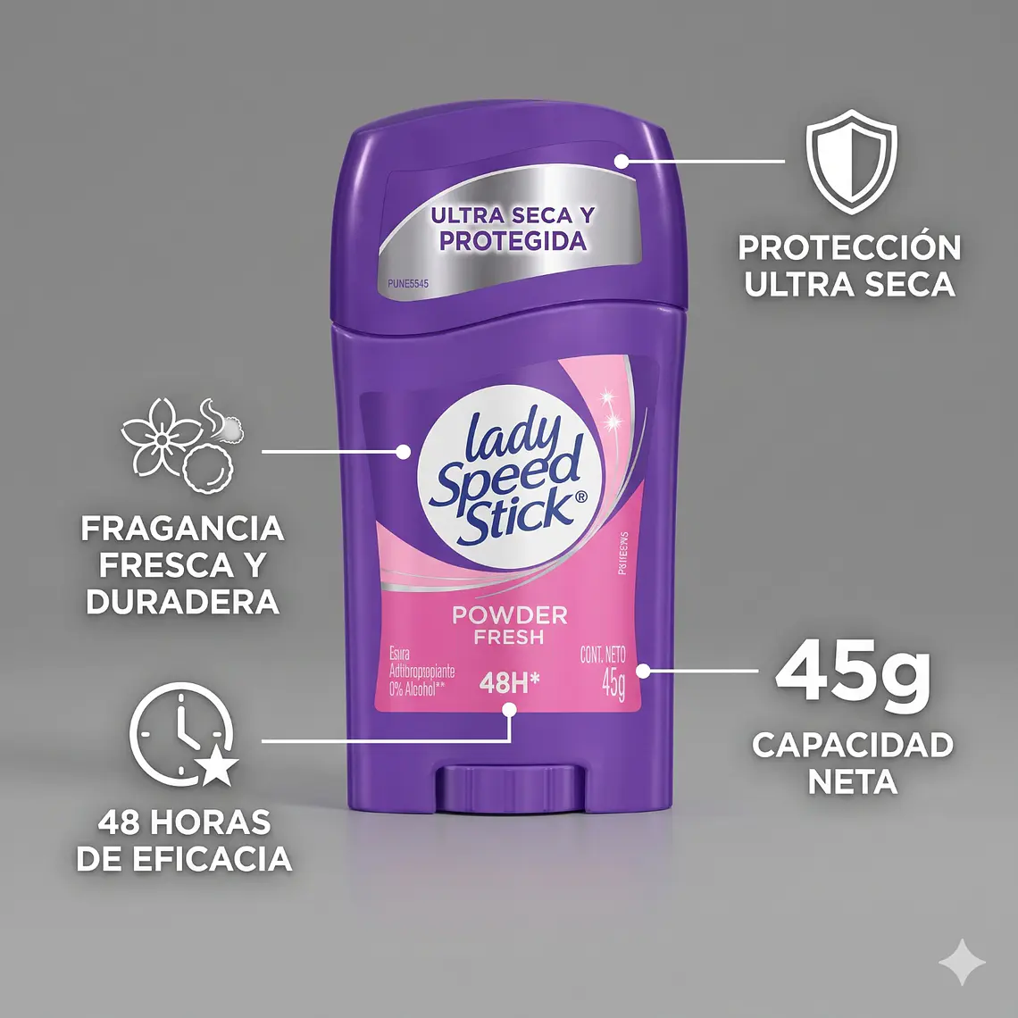 Desodorante Antitranspirante Lady Speed Stick 45g 3