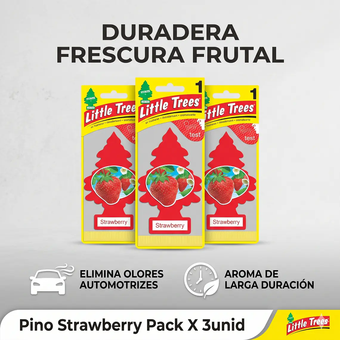 Aromatizante Pino Strawberry Little Trees Pack X 3unid 2