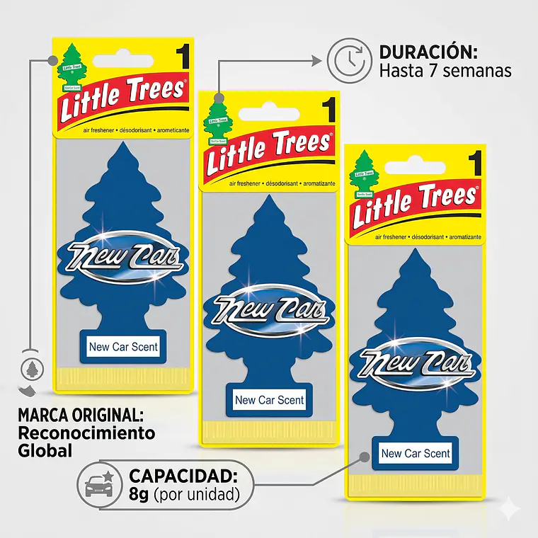 Aromatizante Pino Auto Nuevo Little Trees Pack X 3unid 5