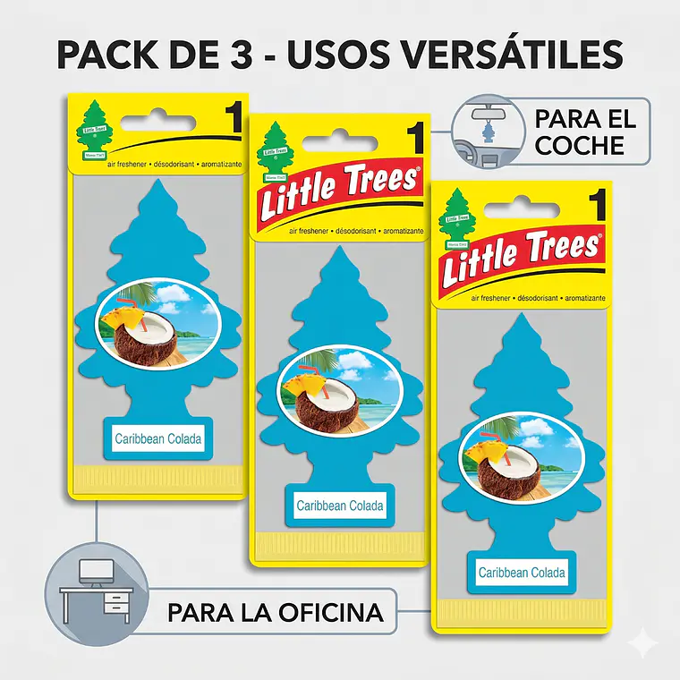 Aromatizante Pino Caribbean Colada Little Trees Pack X 3unid 4