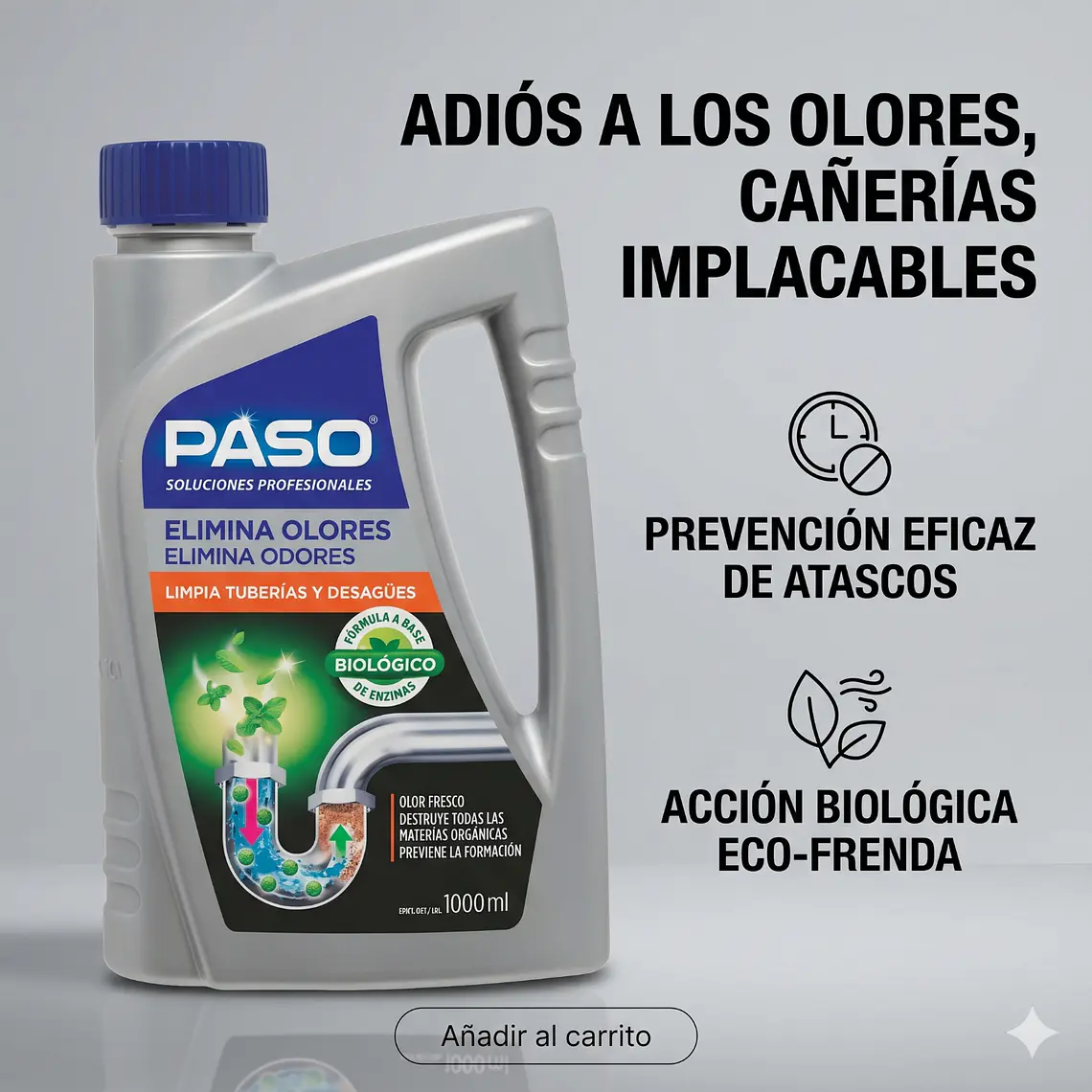 Desatascador Cañerías Elimina Olores Biológico Preventivo 1l 2