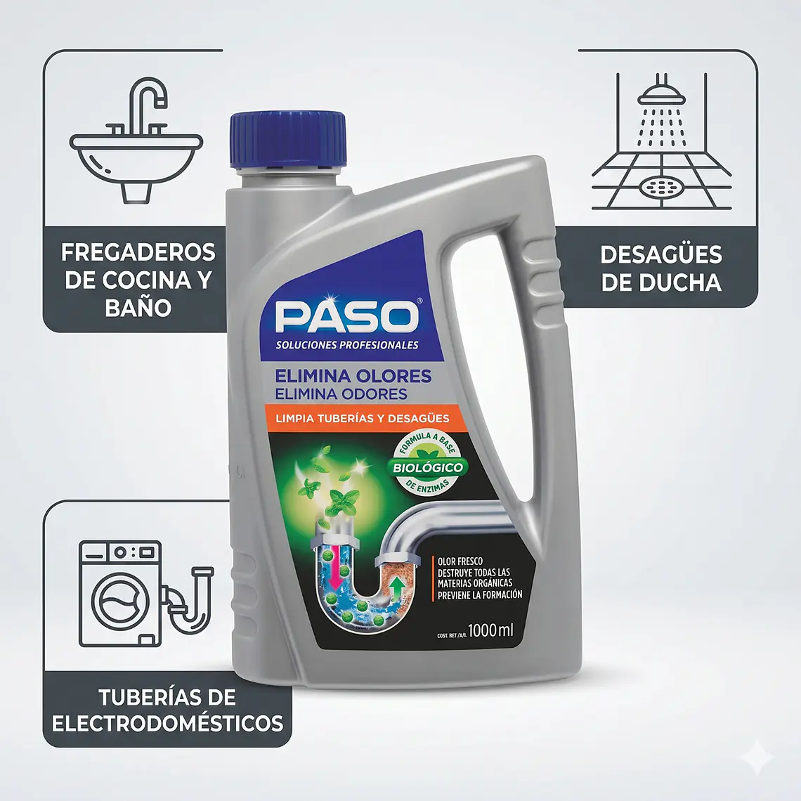 Desatascador Cañerías Elimina Olores Biológico Preventivo 1l 3