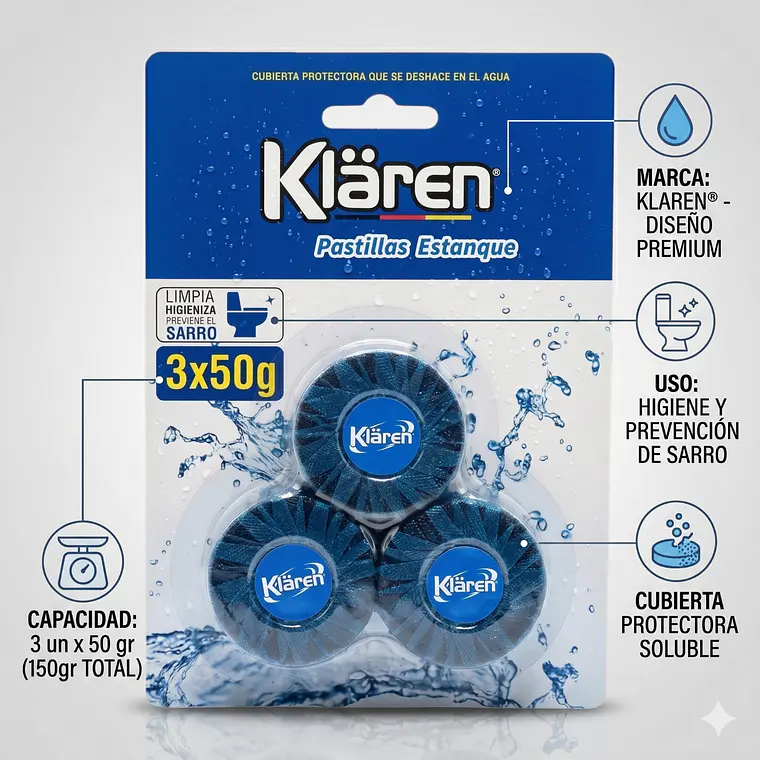 Pastillas Estanque Inodoro Klaren 3x50g 5