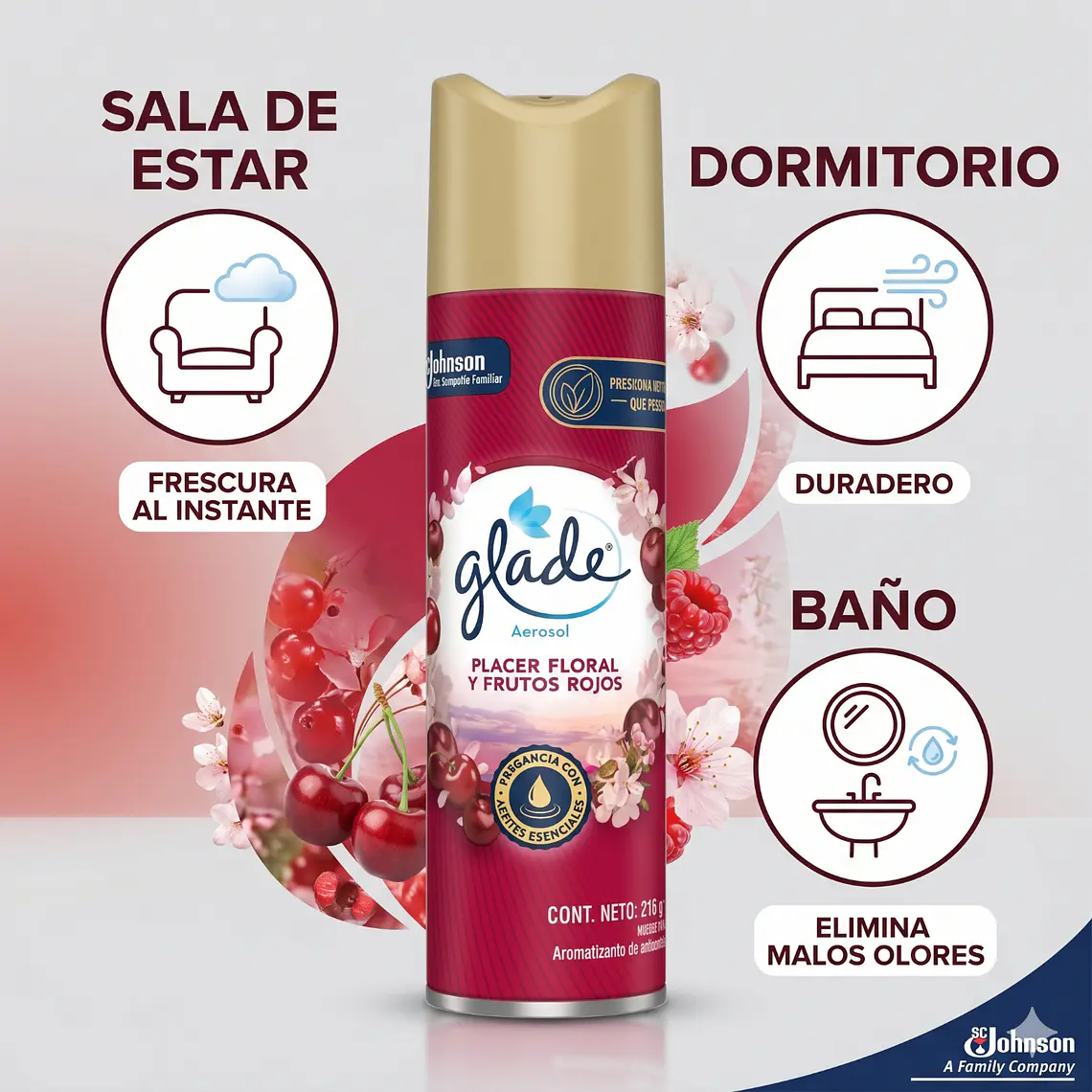 Glade Ambientador Placer Floral Frutos Rojos 255ml 3