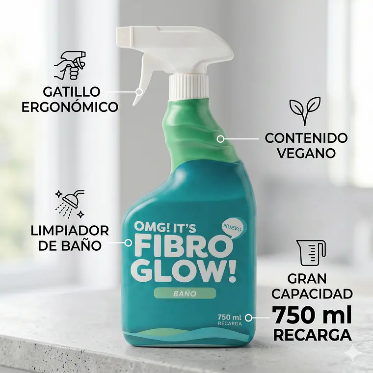 Limpiador Baño Fibro Glow Gatillo 750ml Vegano 4