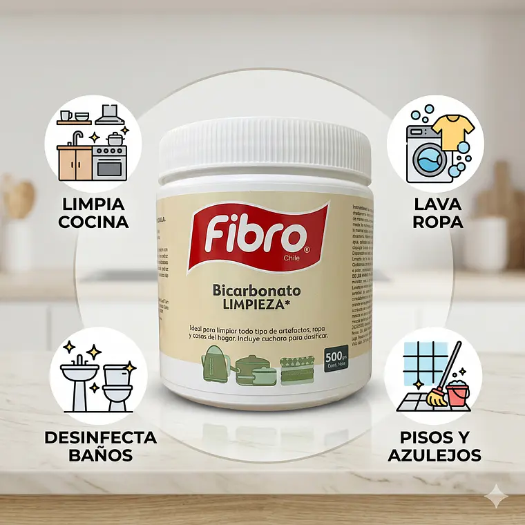 Bicarbonato Limpieza Fibro Chile 500g Multiusos 3