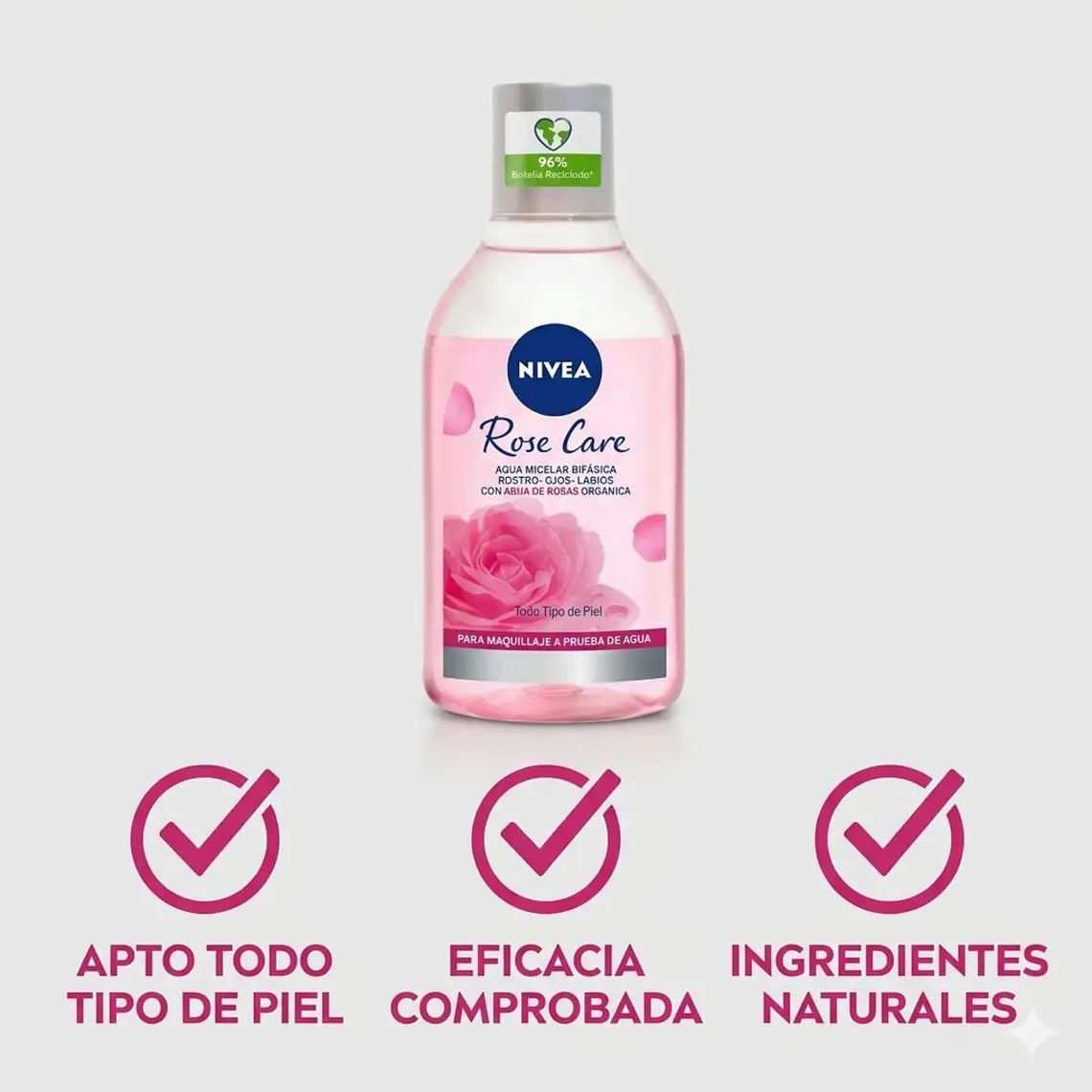 Agua Micelar Nivea Bifásica Rose Care 400 ml 4