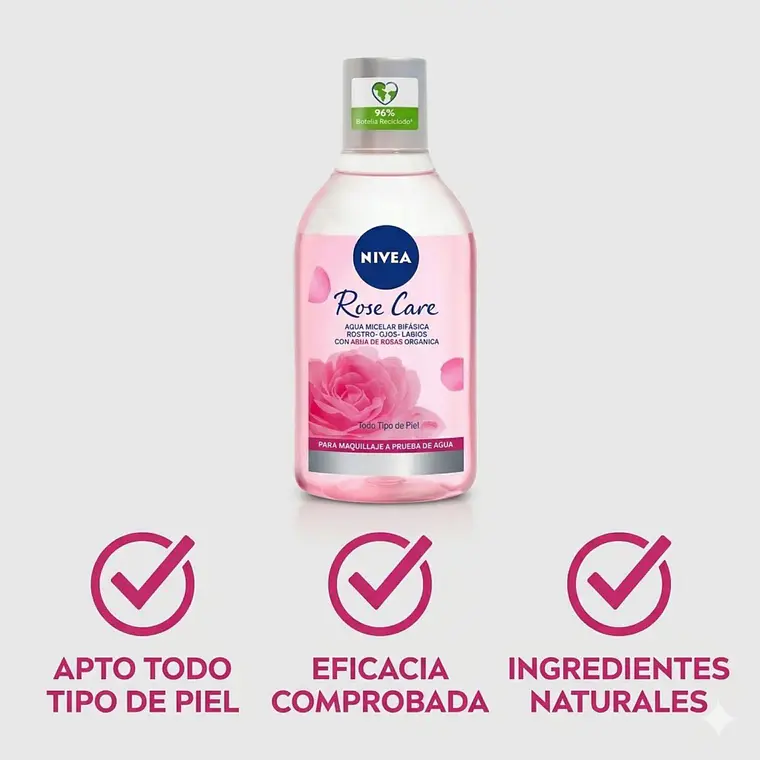 Agua Micelar Nivea Bifásica Rose Care 400 ml 4