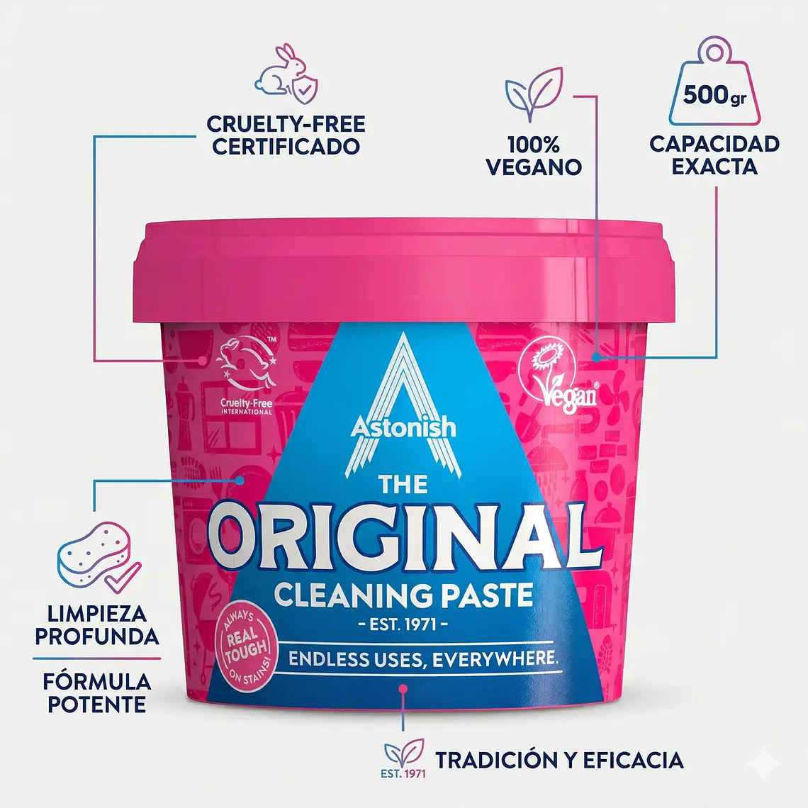 Pasta Limpiadora Astonish Original 500g Multiuso 4