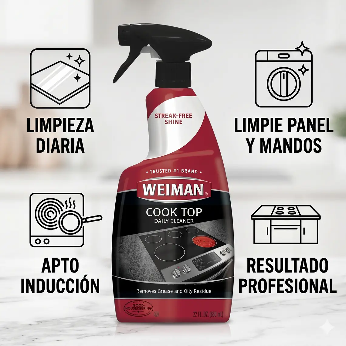 Limpiador Vitrocerámica e Inducción Weiman 650ml 3