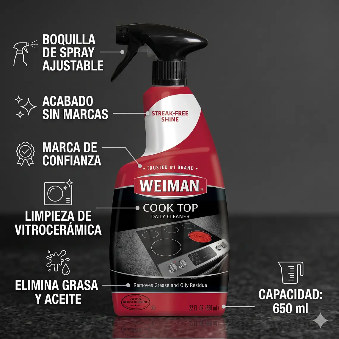 Limpiador Vitrocerámica e Inducción Weiman 650ml 4