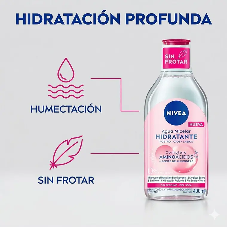 Agua Micelar Nivea Hidratante 400ml: Piel Seca y Sensible 2