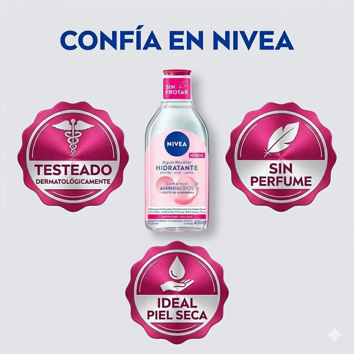 Agua Micelar Nivea Hidratante 400ml: Piel Seca y Sensible 4