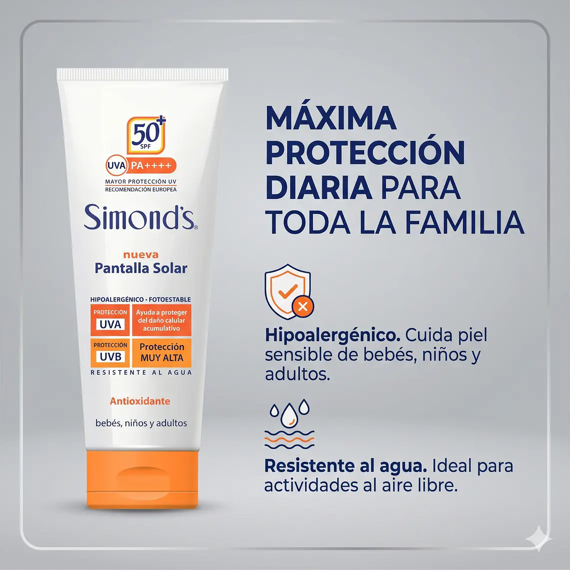 Simonds bloqueador solar SPF 50 200 ml para piel sensible 2