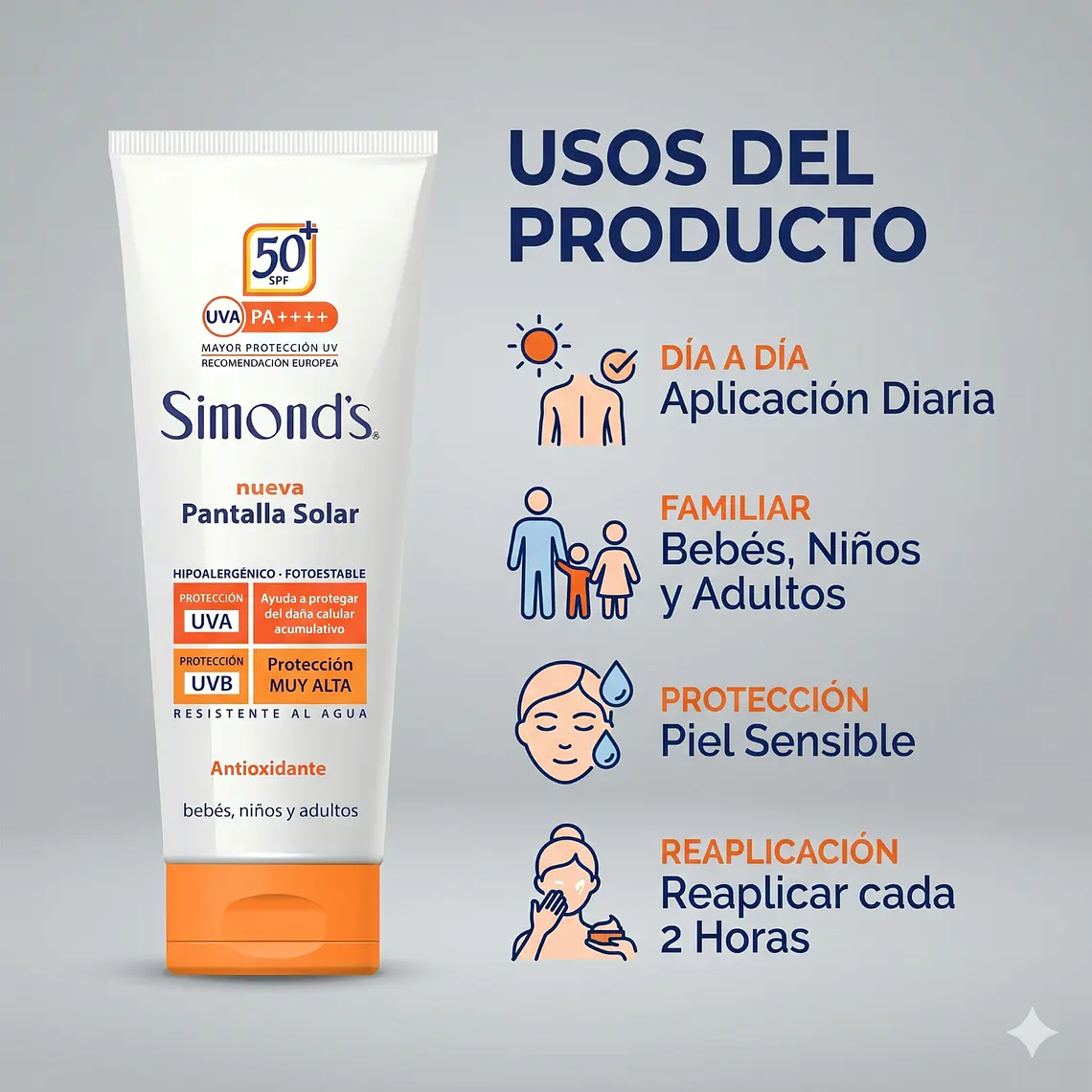 Simonds bloqueador solar SPF 50 200 ml para piel sensible 3