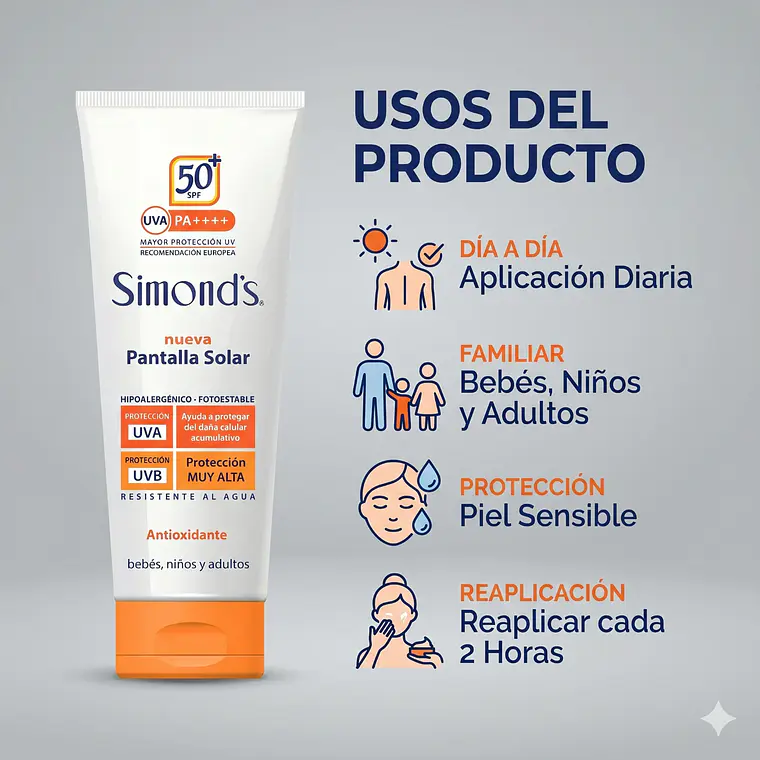 Simonds bloqueador solar SPF 50 200 ml para piel sensible 3