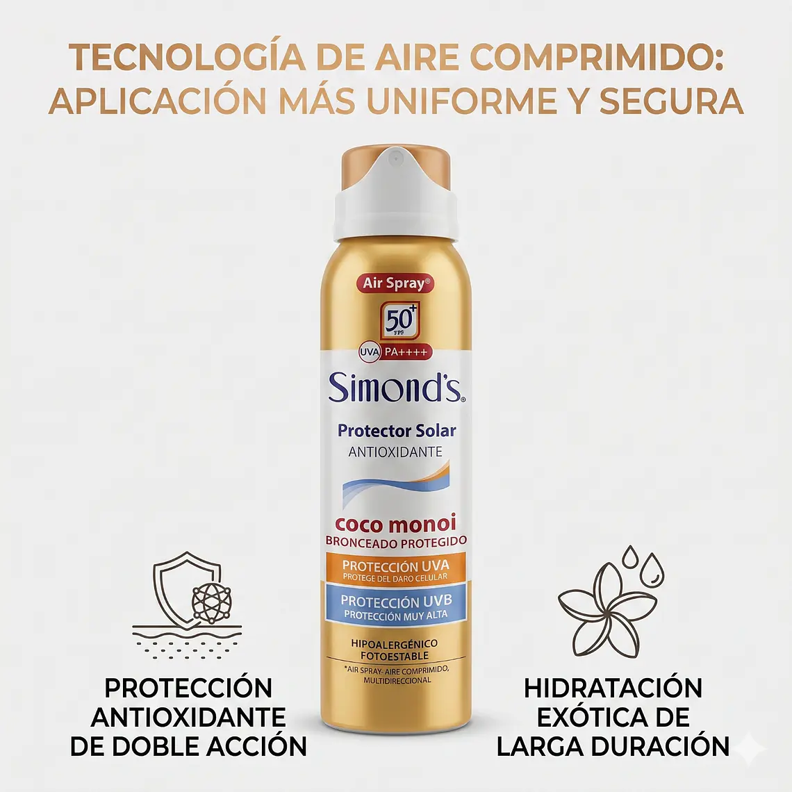 Protector Solar Simonds Air Spray FPS50 Coco Monoi 75ml 2