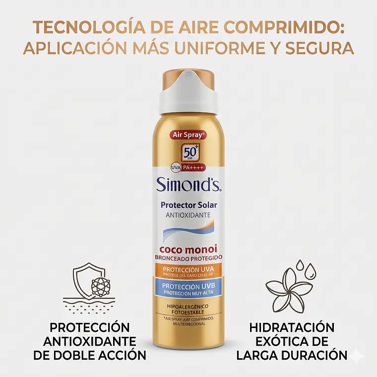 Protector Solar Simonds Air Spray FPS50 Coco Monoi 75ml 2