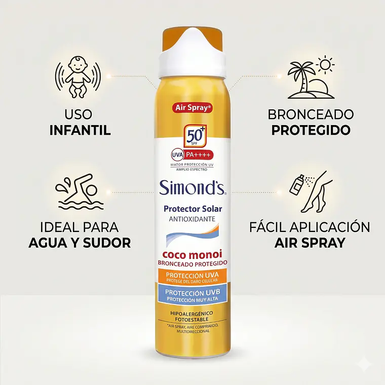 Protector Solar Simonds Air Spray FPS50 Coco Monoi 75ml 3