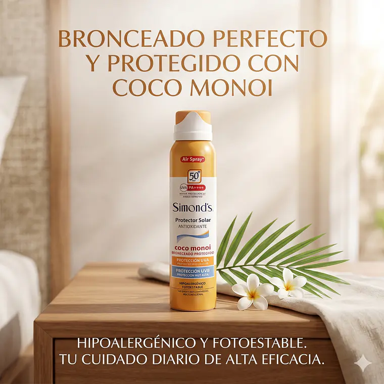 Protector Solar Simonds Air Spray FPS50 Coco Monoi 75ml 6