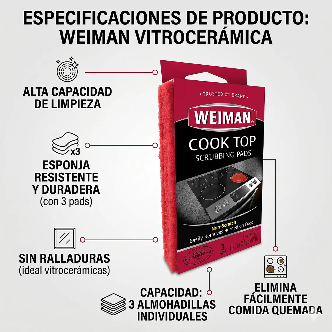 Esponja Vitrocerámica Weiman 3 Unidades 4